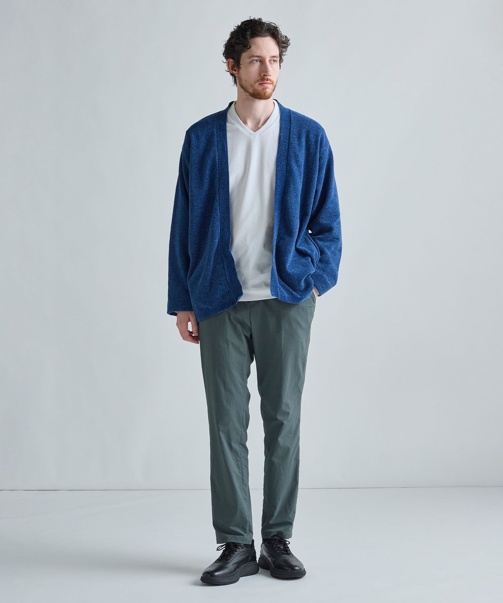 MEN'S BIGI アクティブテーラー シルケットスムース VネックロングTシャツ［シルケット加工/抗菌防臭/帯電防止］ ホワイト