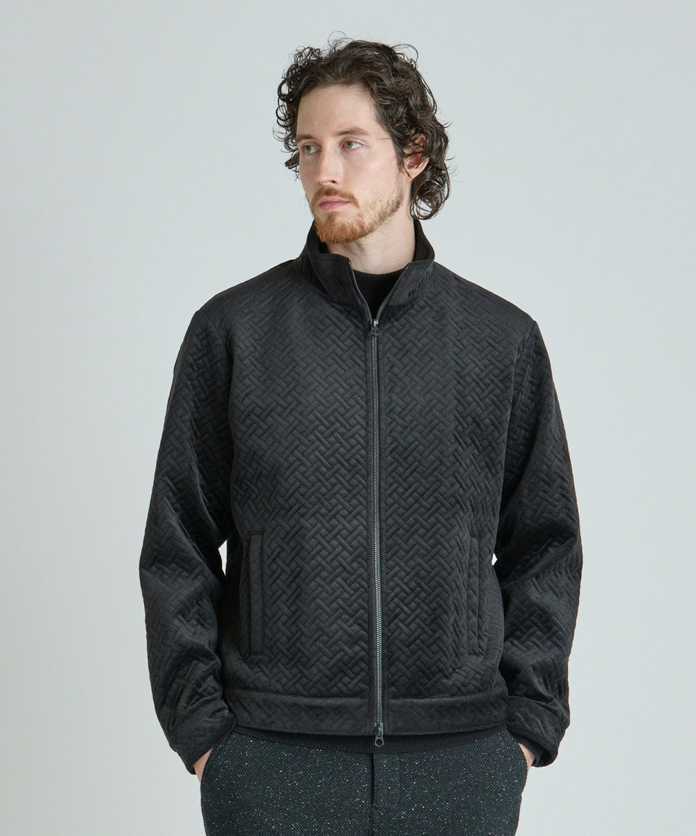 MEN'S BIGI ベロアキルトステッチブルゾン ブラック