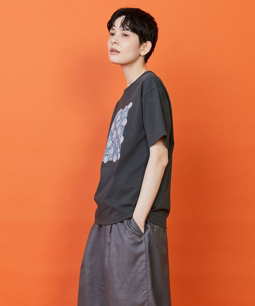 FRAPBOIS ガーデンフローＴシャツ チャコールグレー