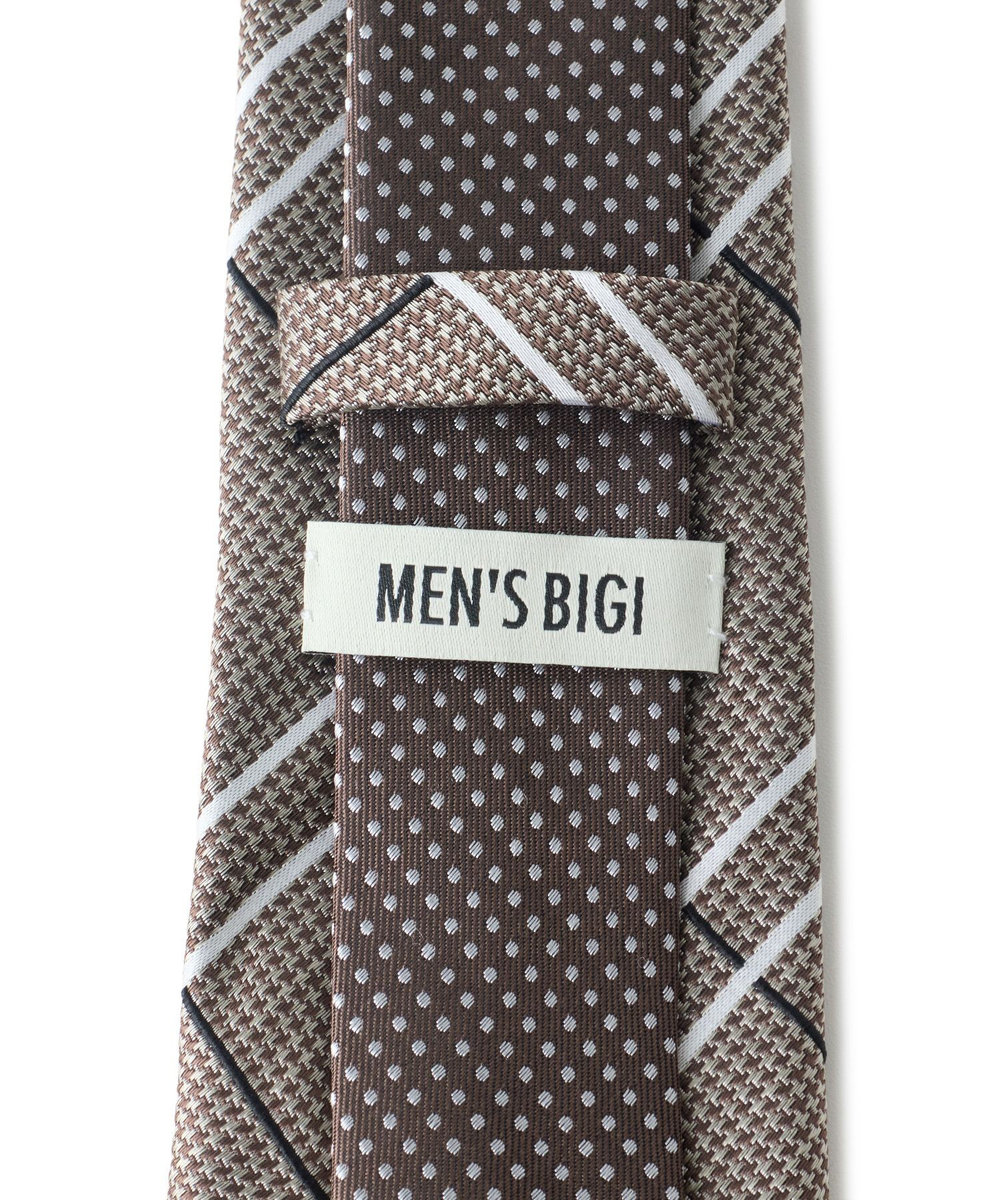 MEN'S BIGI ハニカム組織チェック×ドット 小剣クレリックタイ ベージュ