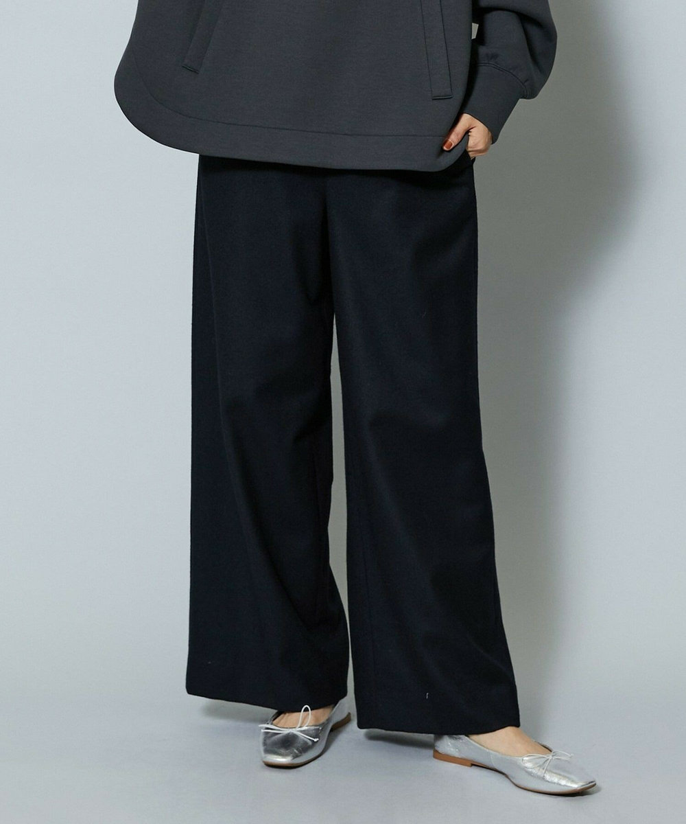 MOGA ウールカシミヤストレッチワイドパンツ ブラック系その他