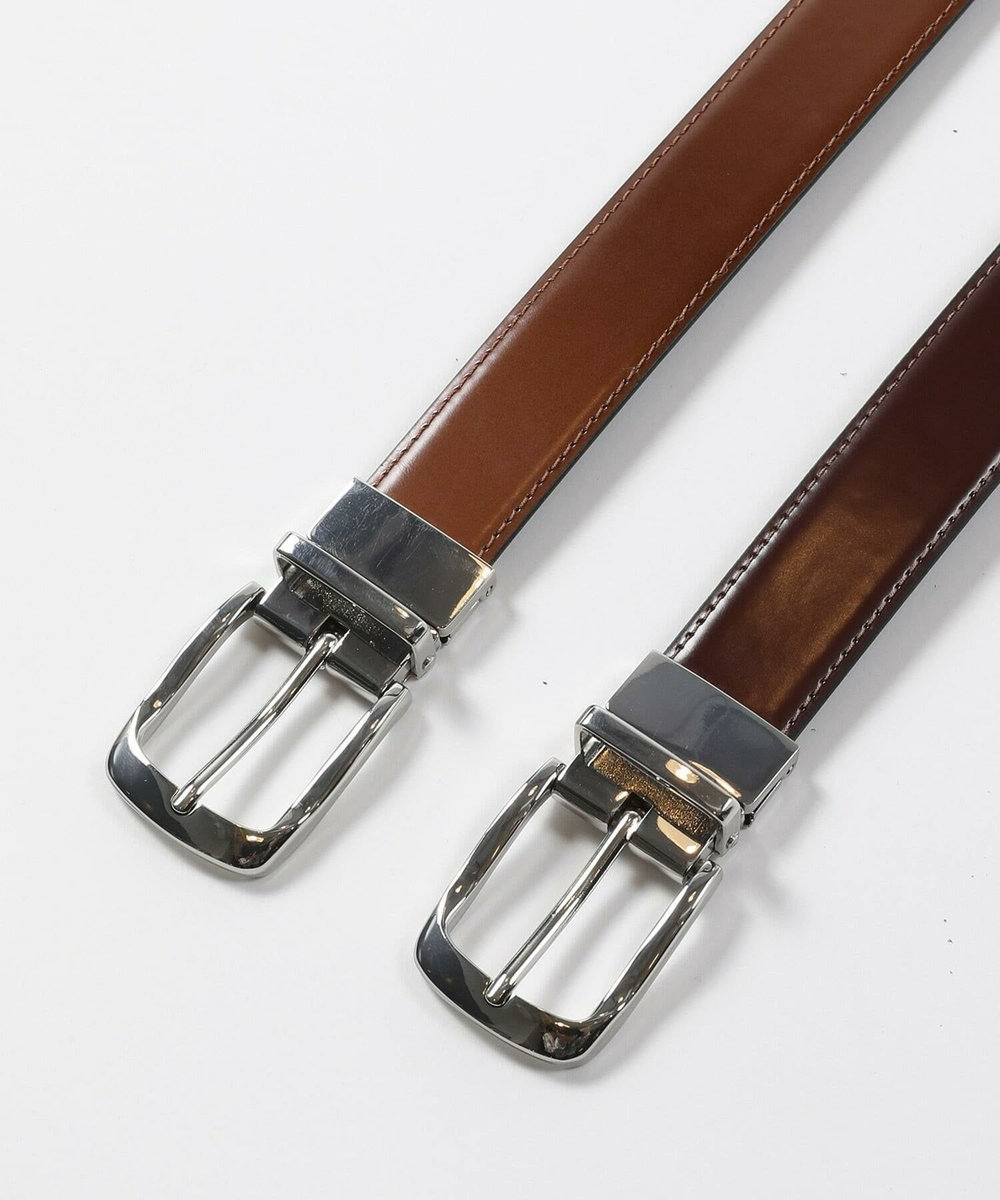 MEN'S BIGI アドバンレザーリバーシブルドレスベルト キャメル
