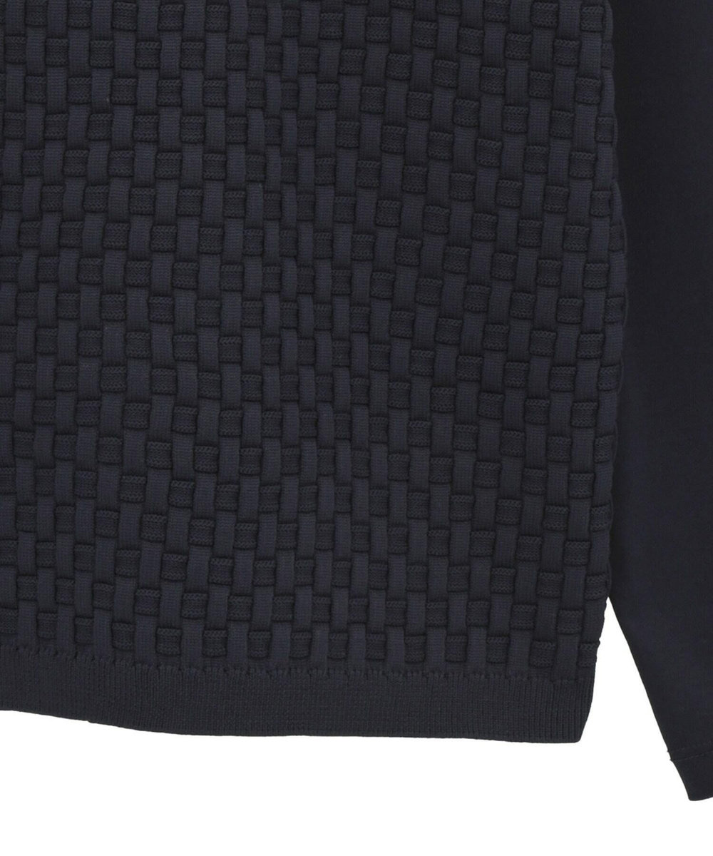 MEN'S BIGI ニットコンビ モックネック長袖Tシャツ ネイビー