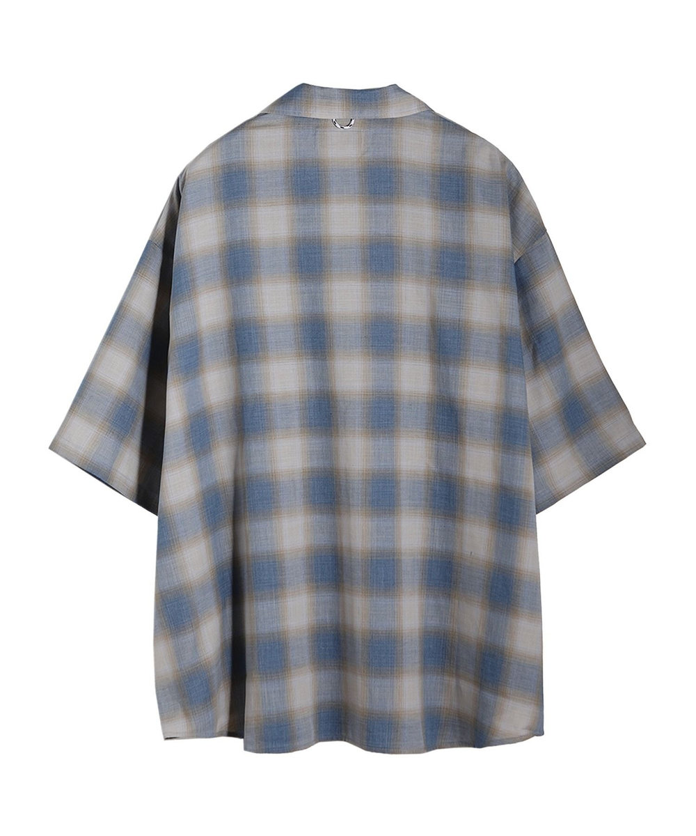 MEN'S BIGI シアーチェックビッグシルエットシャツ ブルー