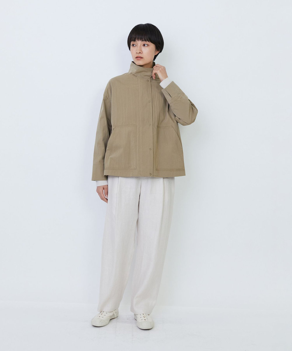 LOISIR コットンナイロンウェザーピーチブルゾン ベージュ