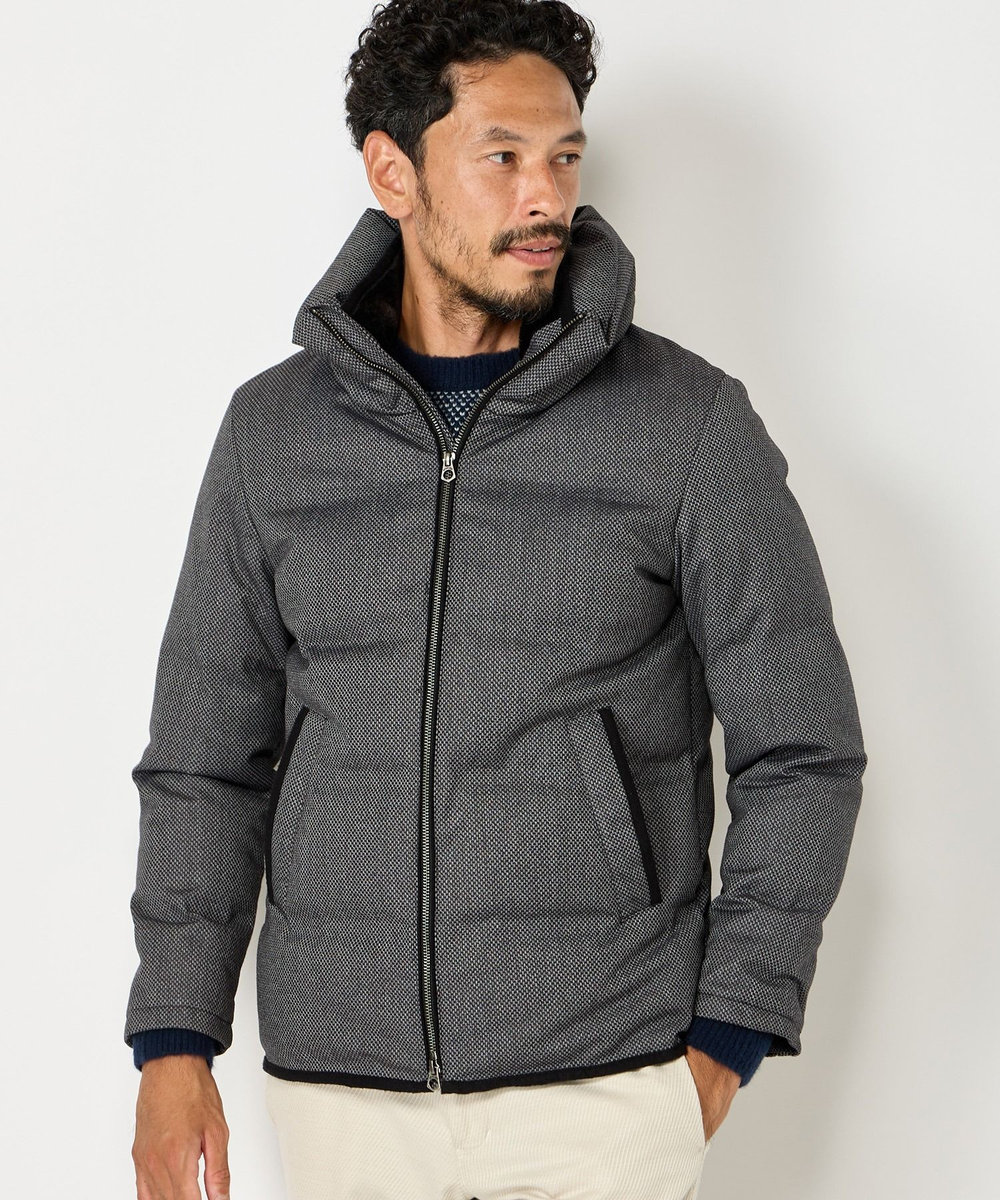 MEN'S BIGI マイクロブロックチェックボリュームネックダウン グレー系その他