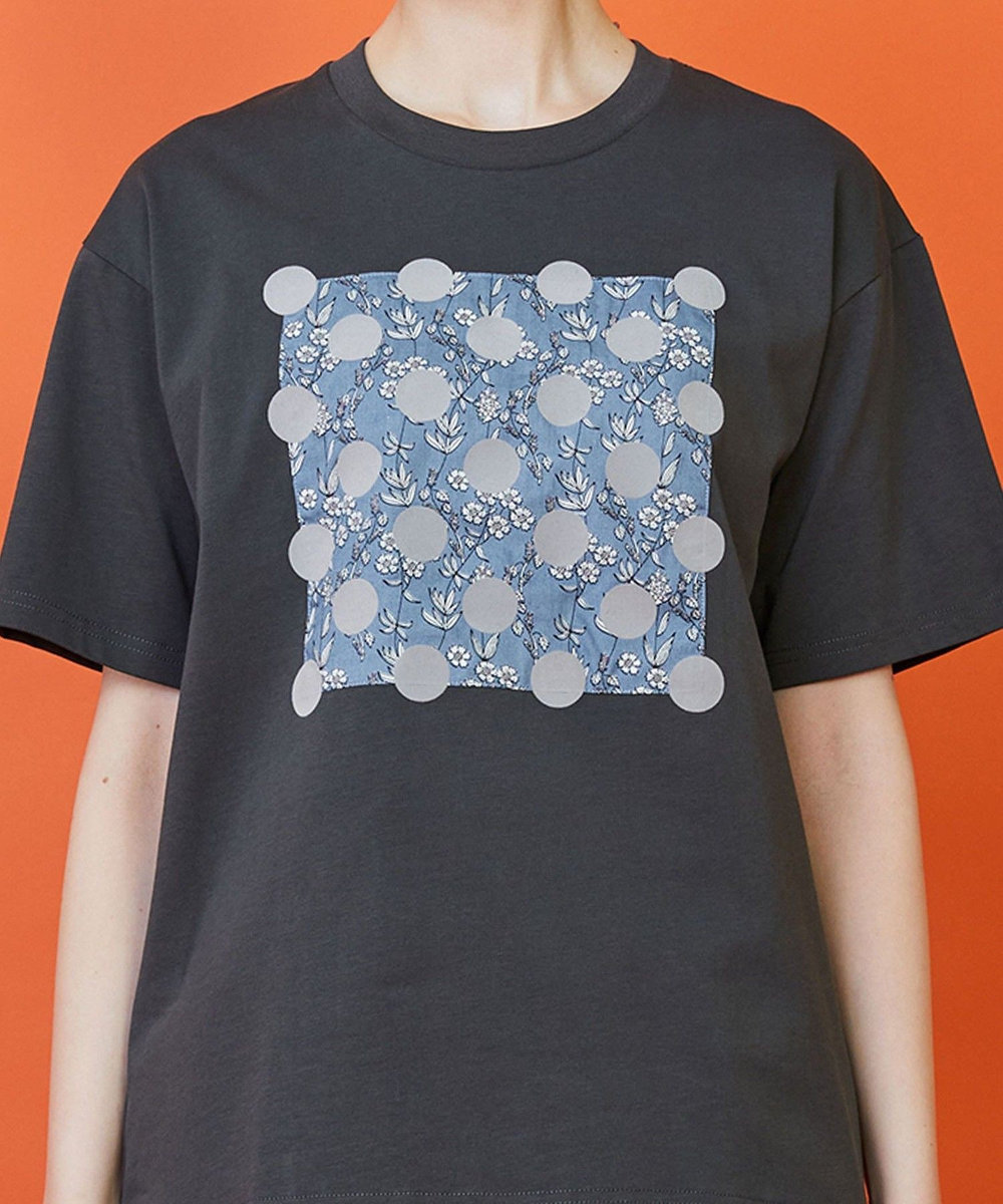 FRAPBOIS ガーデンフローＴシャツ チャコールグレー