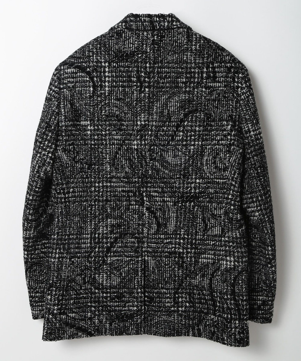MEN'S BIGI グレンチェックフロッキープリントジャケット ブラック