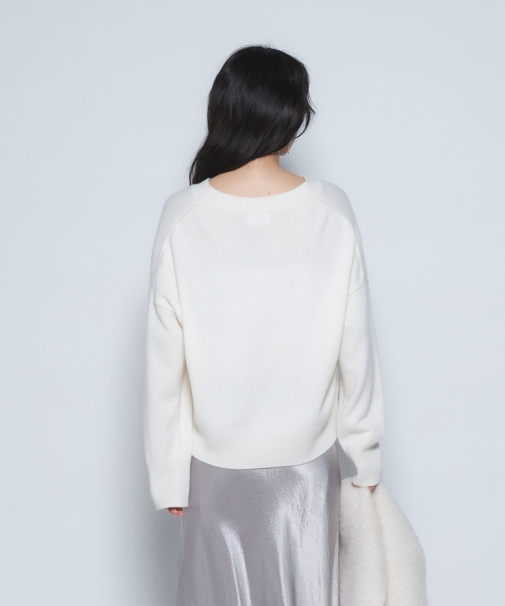 1er Arrondissement ウールカシミアVネックニット オフホワイト
