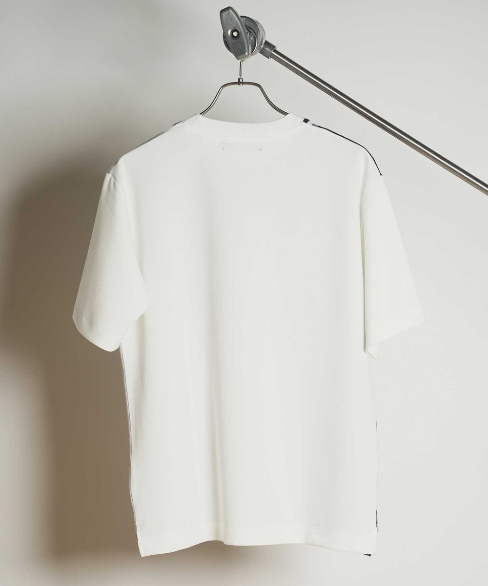 UNION STATION ニット×ポンチ切り替えTシャツ ホワイト