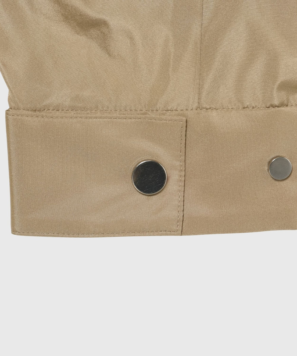 DÉPAREILLÉ TAFFETA GATHER NO COLLAR JACKET / タフタギャザーノーカラージャケット ベージュ
