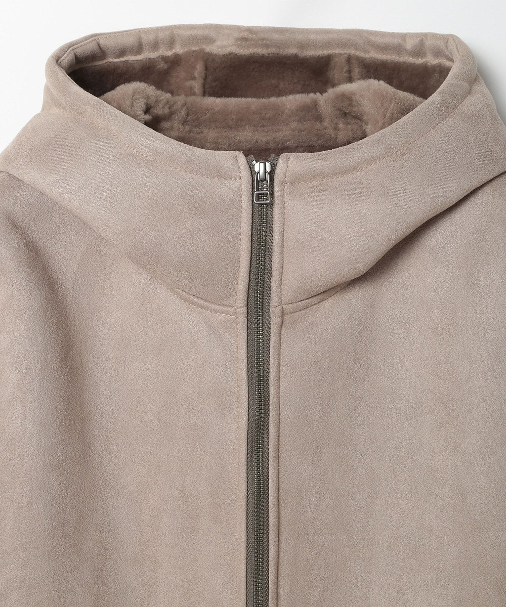 MEN'S BIGI テックレザームートンパーカー ベージュ