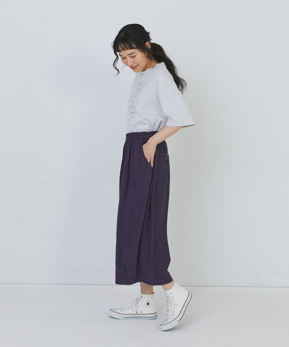 congés payés ADIEU TRISTESSE 【FAVE】シャーリングワイドサルエルパンツ ネイビー