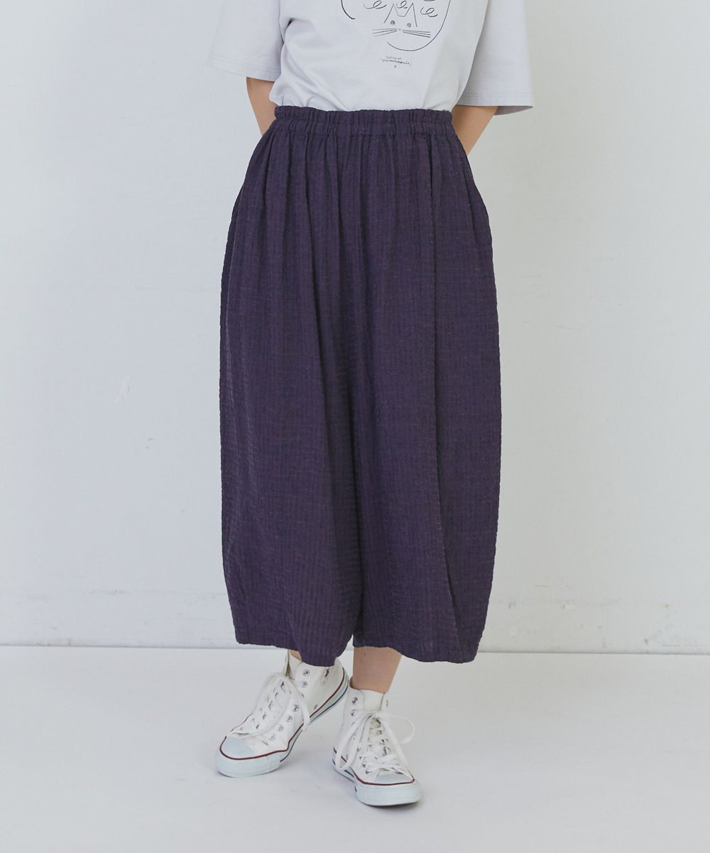 congés payés ADIEU TRISTESSE 【FAVE】シャーリングワイドサルエルパンツ ネイビー