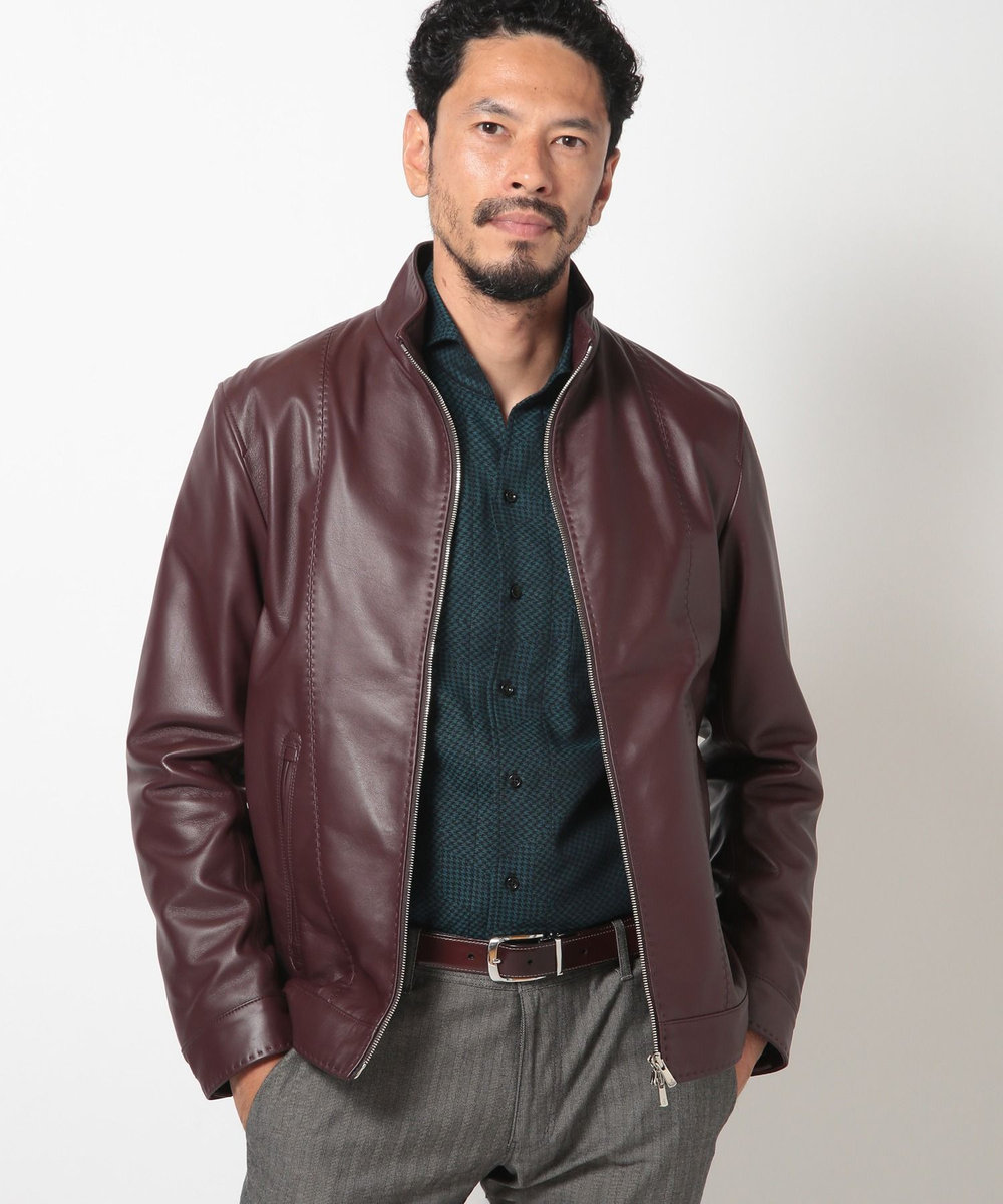MEN'S BIGI クロームタンニングレザージャケット ボルドー
