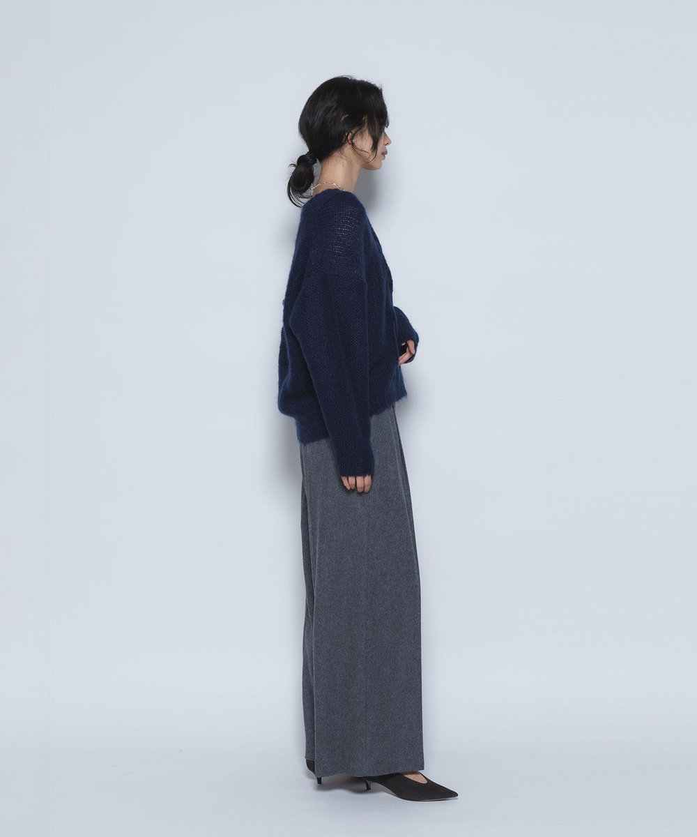 1er Arrondissement エアリーフラノワイドパンツ チャコールグレー