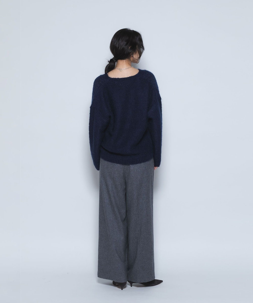 1er Arrondissement エアリーフラノワイドパンツ チャコールグレー