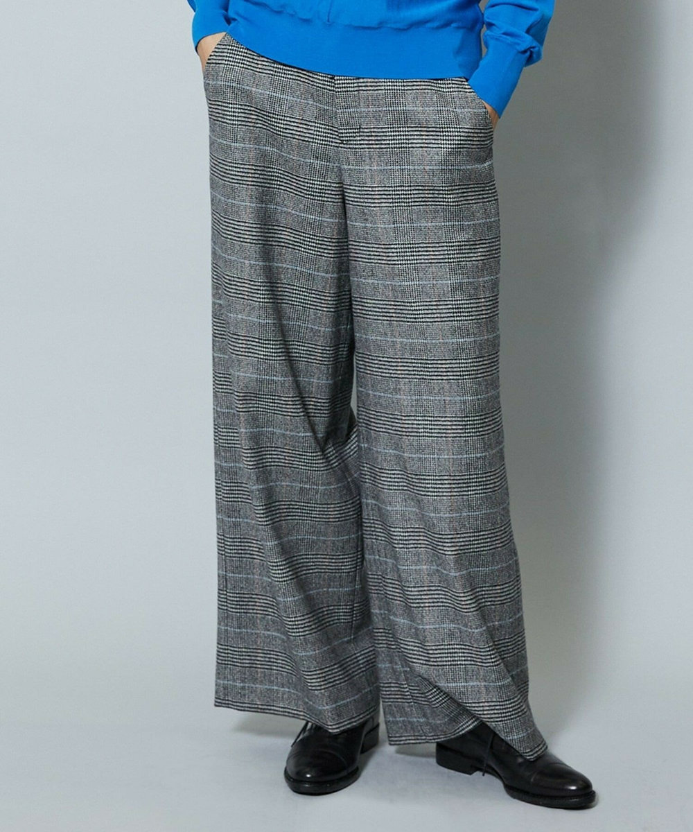 MOGA ウールカシミヤグレンチェックワイドパンツ チェック
