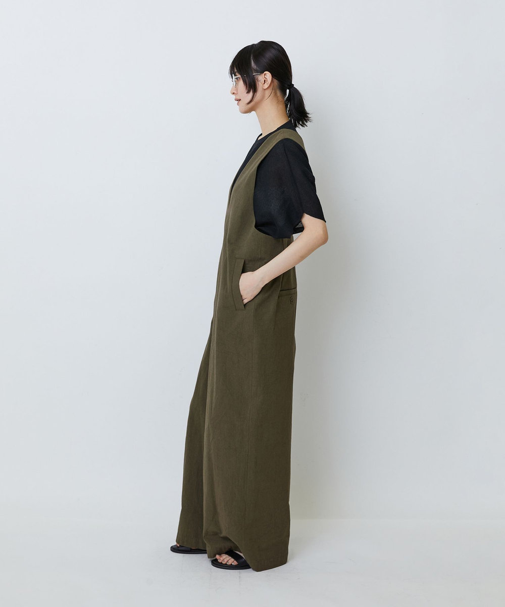 LOISIR 【MTサイズ有り】グランジコットンポプリンオールインワン ブラウン