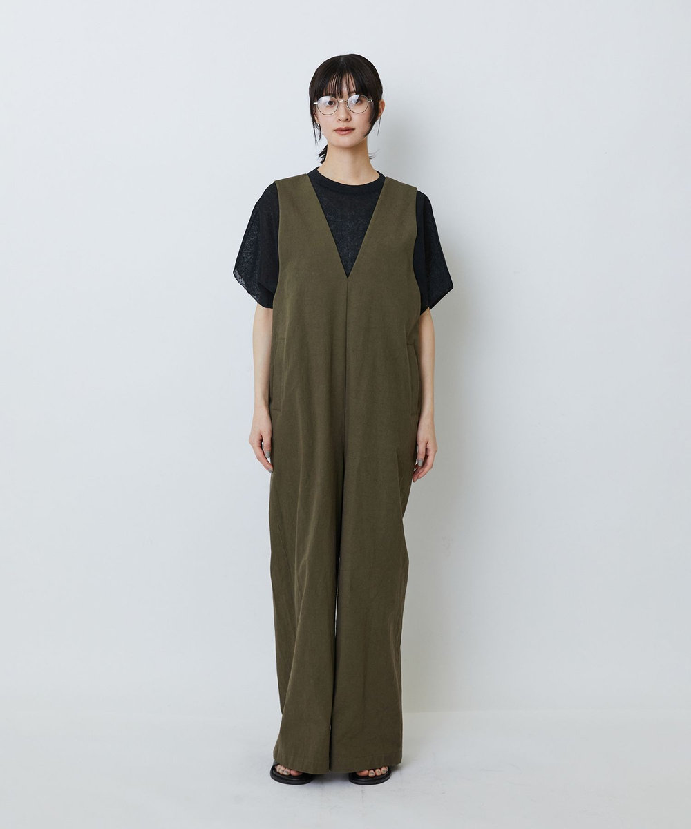 LOISIR 【MTサイズ有り】グランジコットンポプリンオールインワン ブラウン