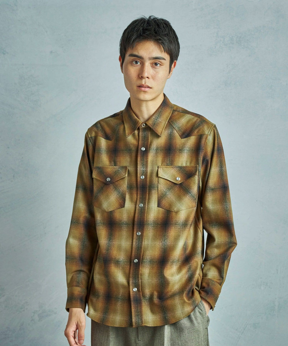 MEN'S BIGI 【PENDLETON/ペンドルトン】別注オンブレチェックシャツ カーキ