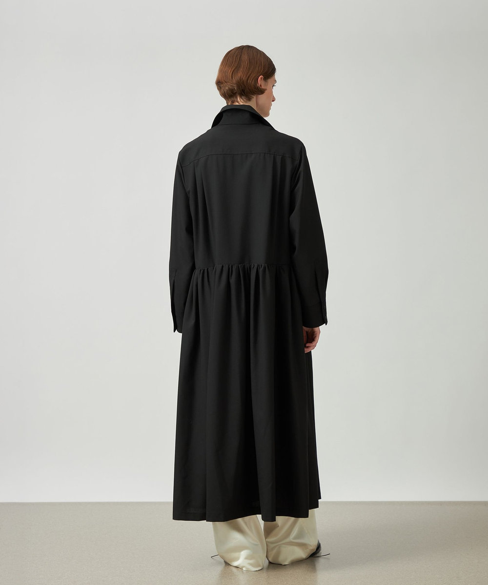 DÉPAREILLÉ WOOL PINTUCK SHIRT DRESS / ウールピンタックシャツドレス ブラック