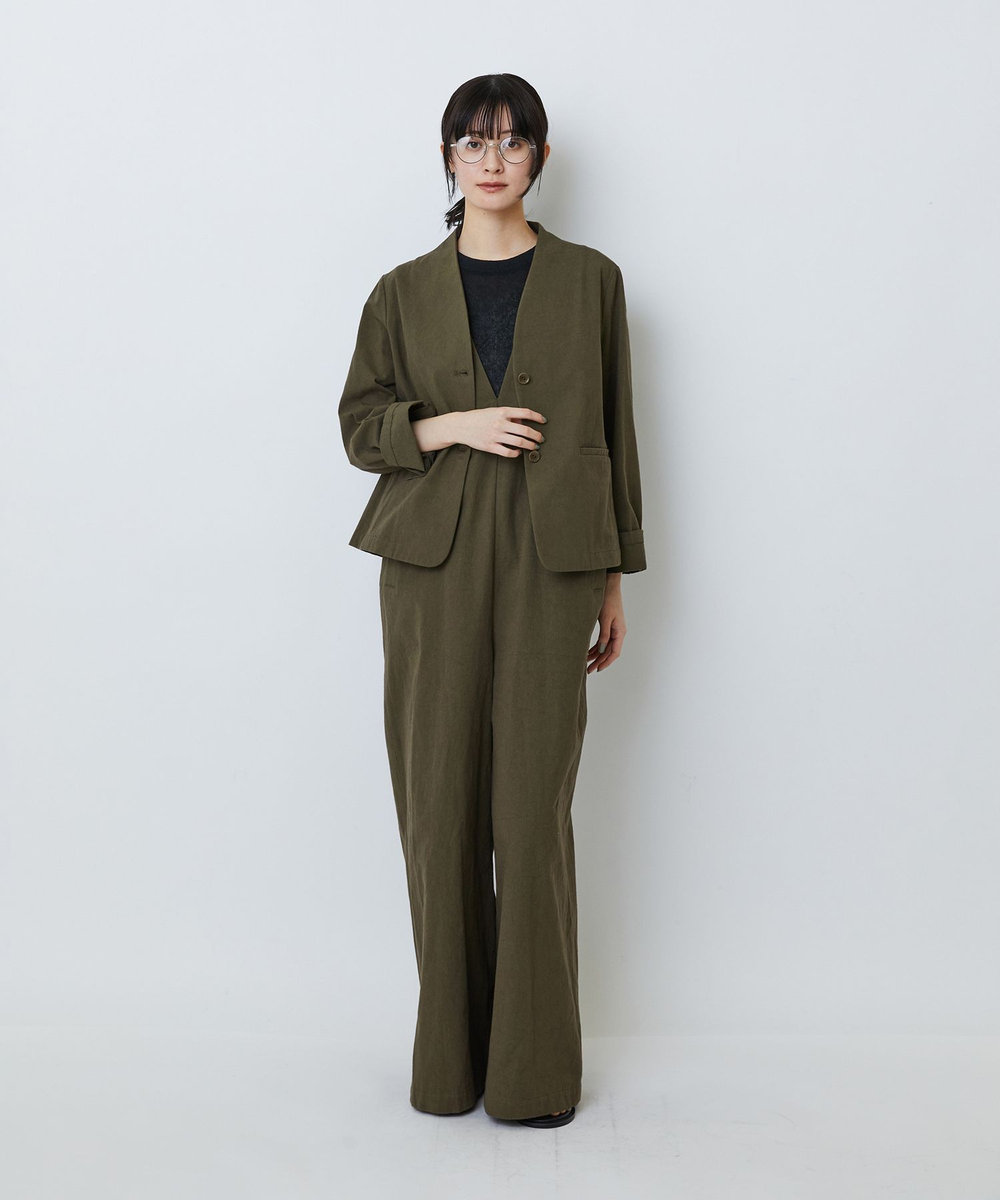 LOISIR 【MTサイズ有り】グランジコットンポプリンオールインワン ブラウン