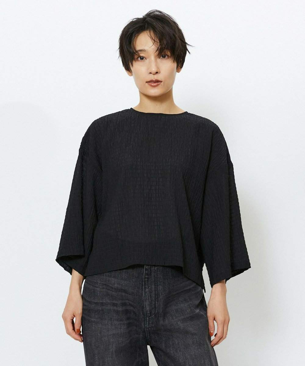feerique feerique　シャーリングクロスブラウス ブラック