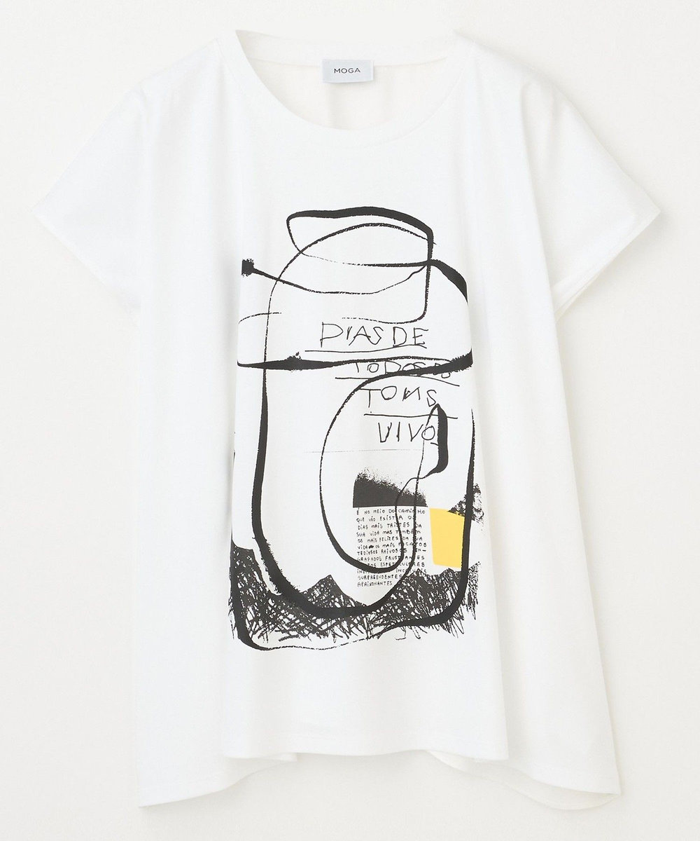 MOGA コットンスムースプリントTシャツ ホワイト