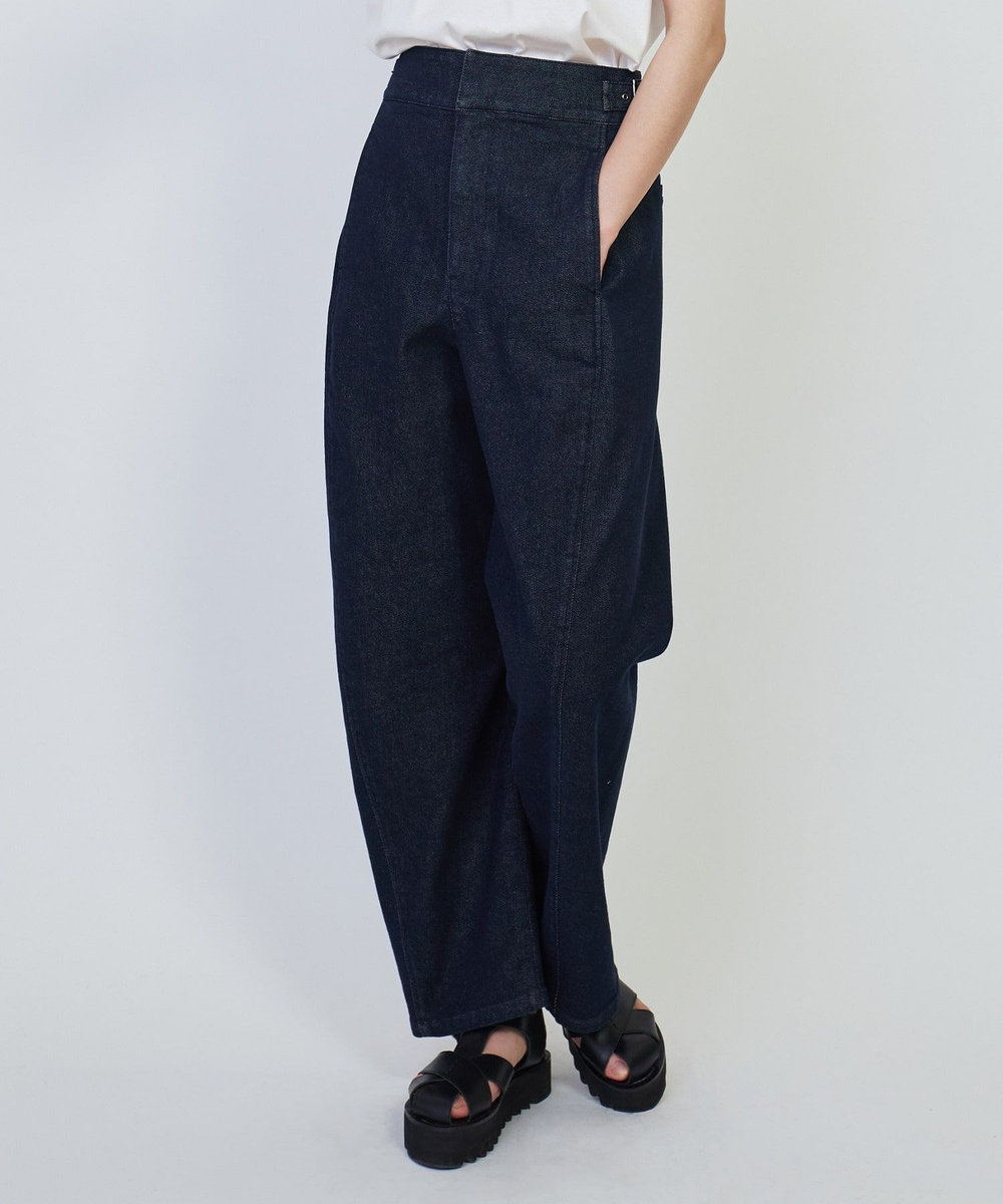 L'EQUIPE デニムライクストレッチパンツ インディゴブルー