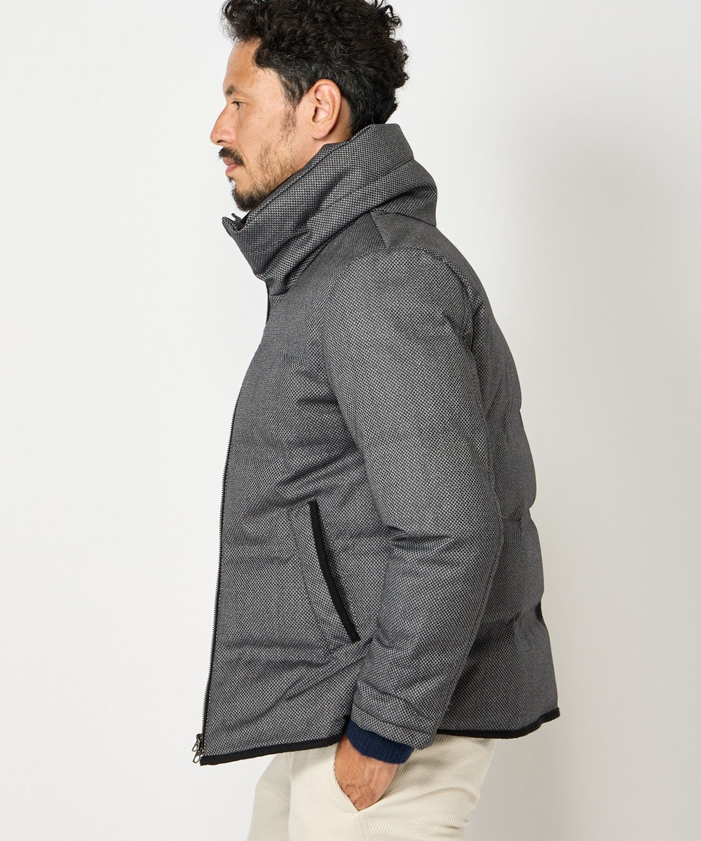 MEN'S BIGI マイクロブロックチェックボリュームネックダウン グレー系その他