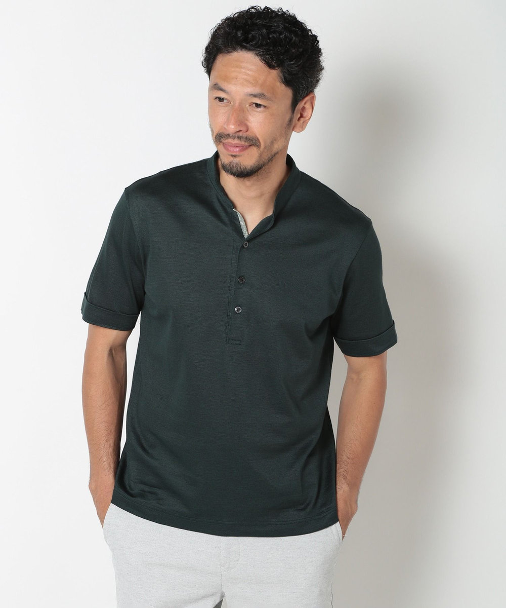 MEN'S BIGI <COOL MAX>バンドスキッパーポロシャツ グリーン