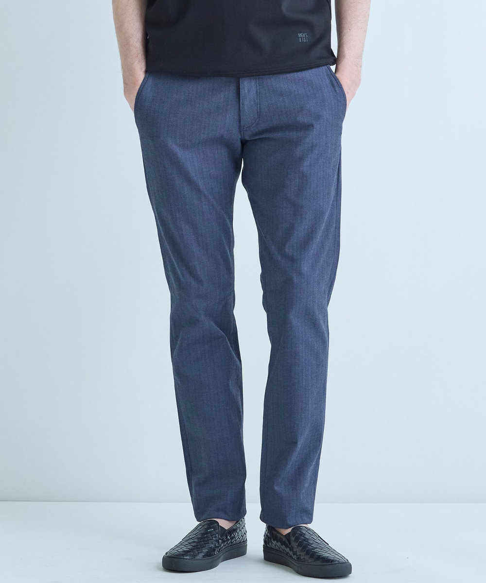 MEN'S BIGI シャドーヘリンボーンストレッチパンツ ネイビー