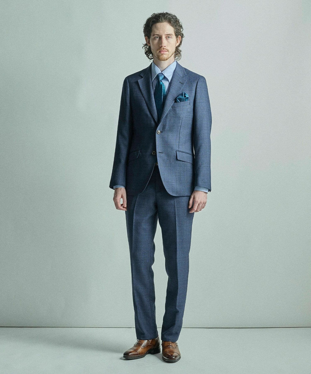 MEN'S BIGI ミックスヤーン/ホップサックテーラードジャケット ネイビー