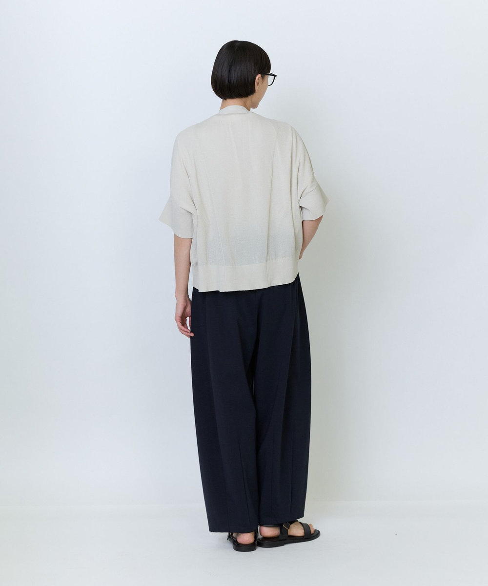 LOISIR エステルペーパー鹿の子編みカーディガン ベージュ