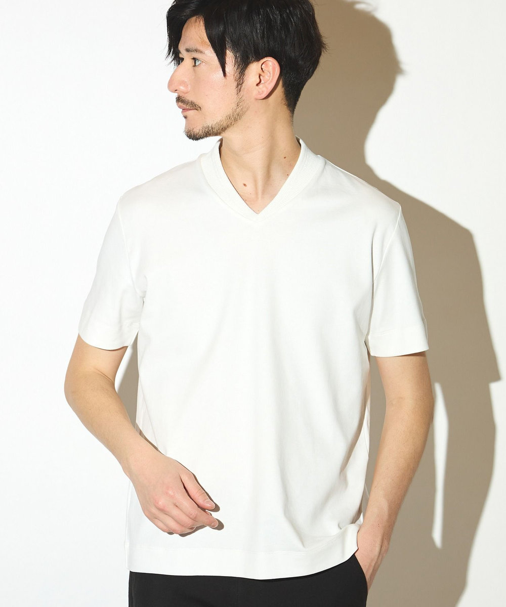 UNION STATION シルケットスムースVネックテーラーTシャツ ホワイト