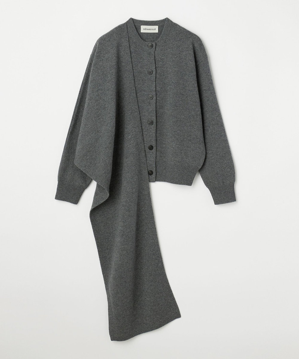 DÉPAREILLÉ HIGH GAUGE STOLE CARDIGAN / ハイゲージストールカーディガン チャコールグレー