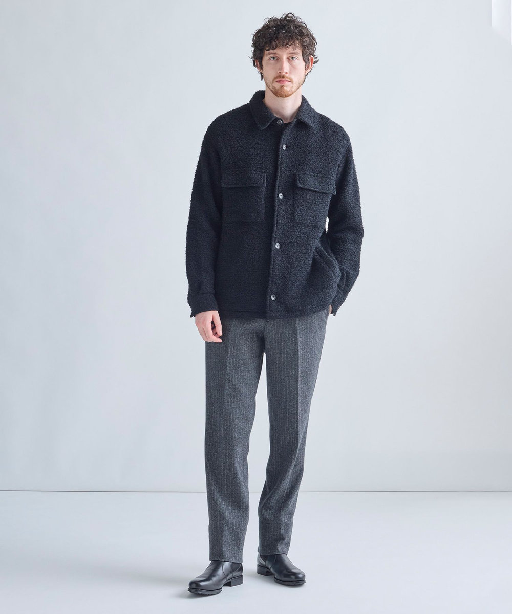 MEN'S BIGI 総裏ツイード CPOシャツアウター ブラック