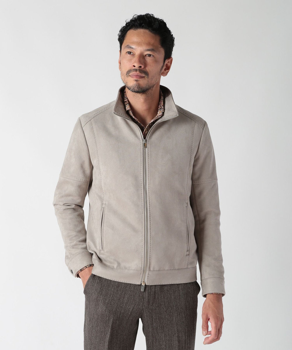 MEN'S BIGI フェイクスエードストレッチダンボールジャケット ライトグレー