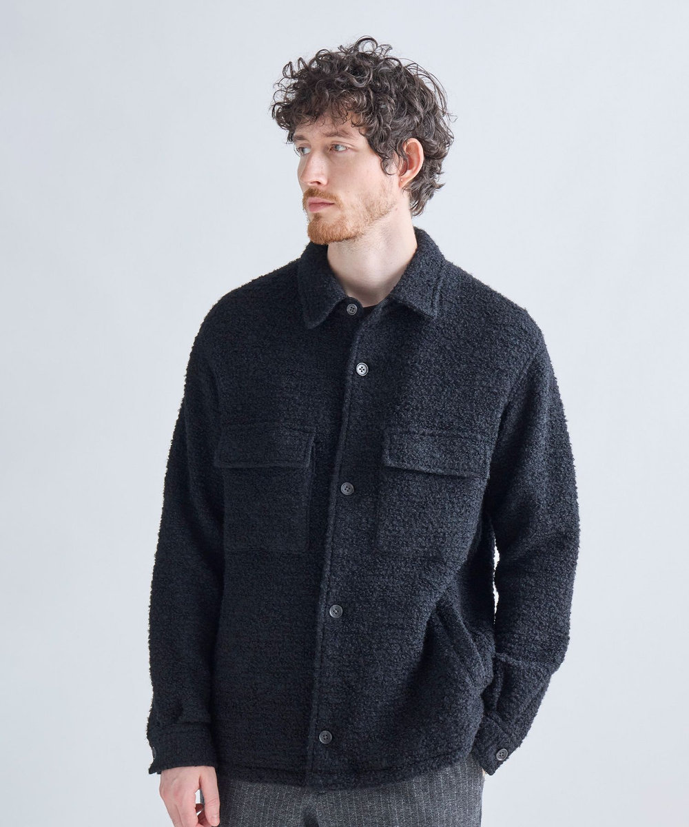 MEN'S BIGI 総裏ツイード CPOシャツアウター ブラック
