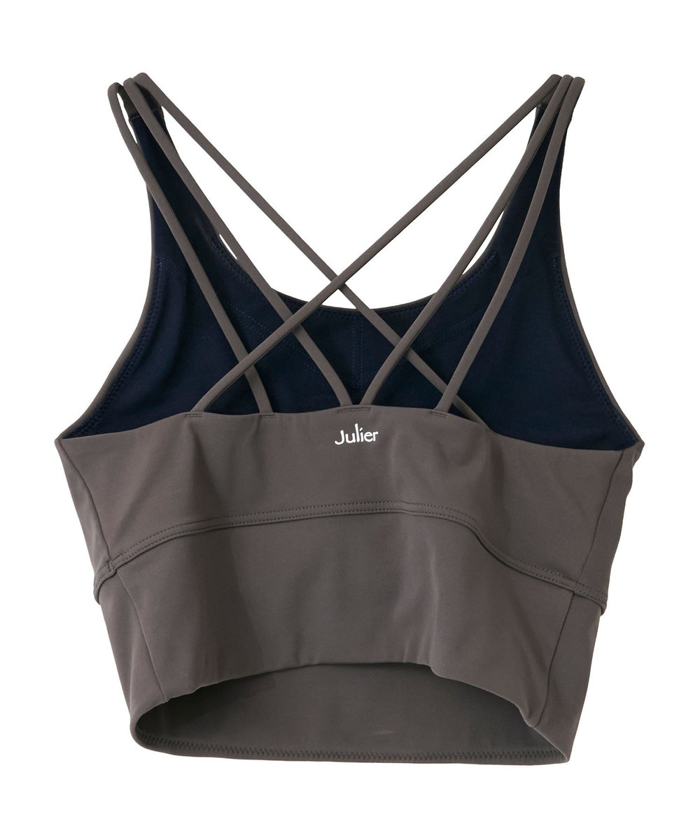 Julier 【定番】YOGA FITショートトップス/パット付き・UVカット・吸汗速乾・ホットヨガ対応・水着・水陸両用 グレー