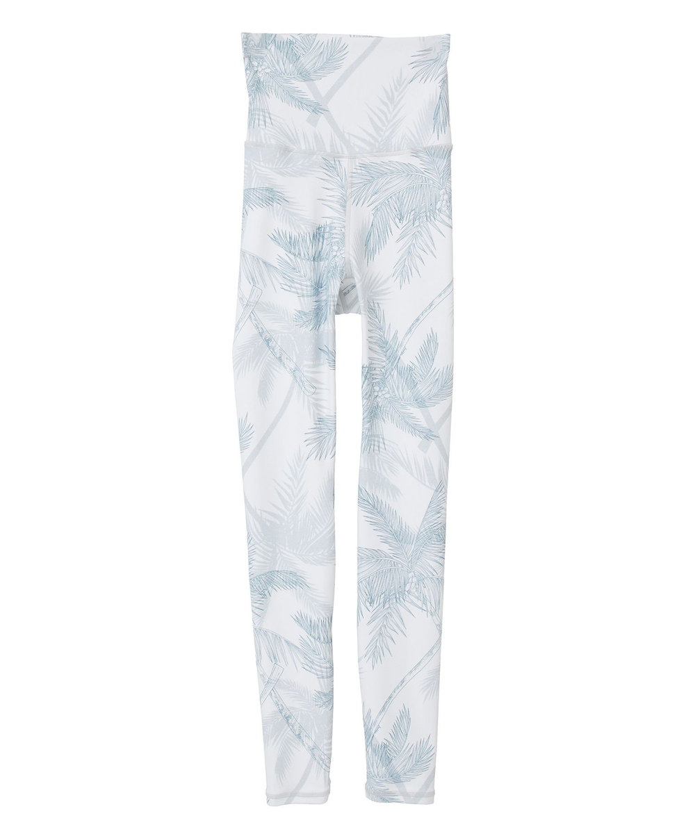 Julier palm treeプリントスーパーハイレギンス/UVカット・吸汗速乾・ホットヨガ対応・水着・水陸両用 ホワイト