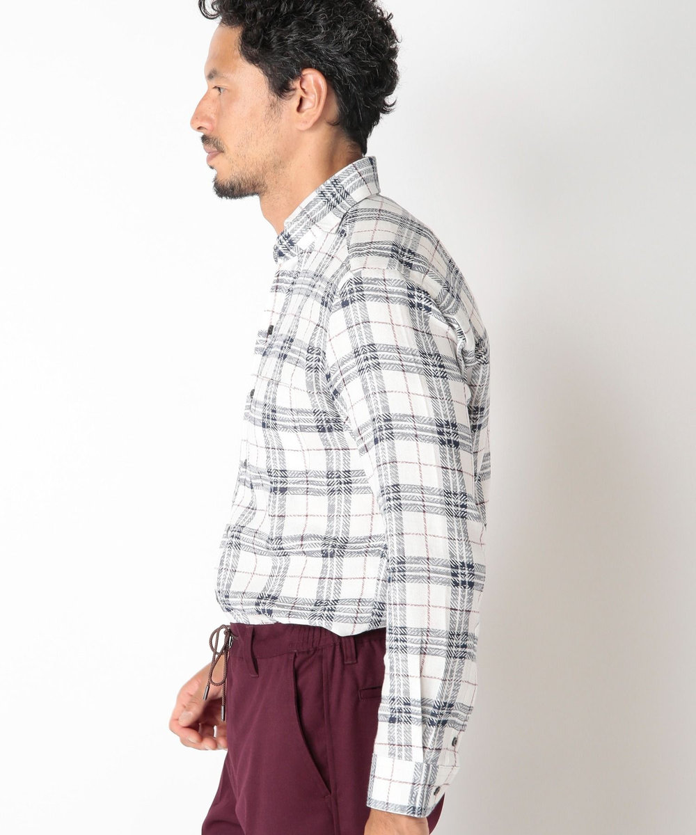 MEN'S BIGI カスレチェックジャガードカッタウェイスキッパーシャツ トリコロール