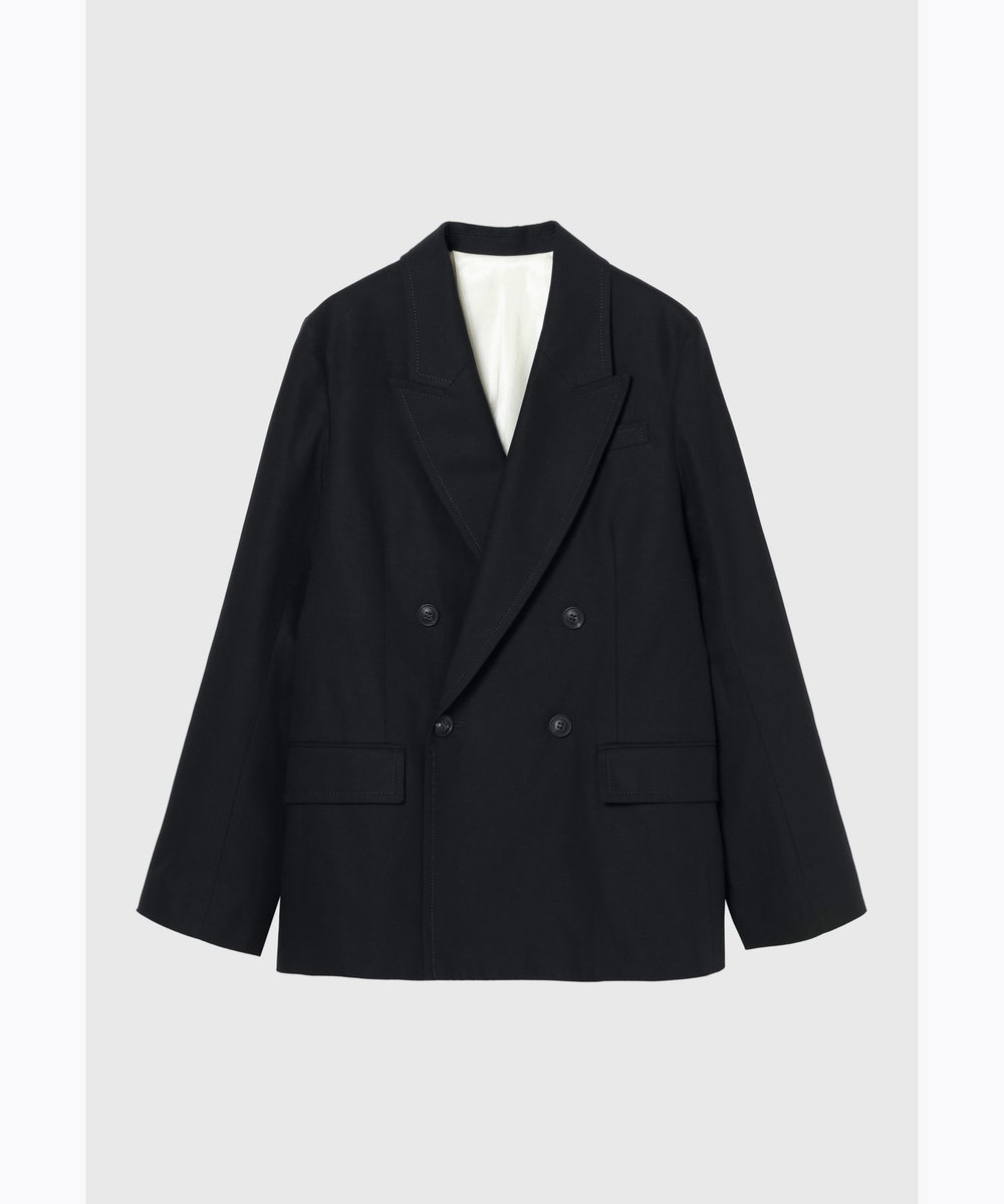 DÉPAREILLÉ COTTON LINEN TWILL DOUBLE JACKET / コットンリネンツイルダブルジャケット ネイビー