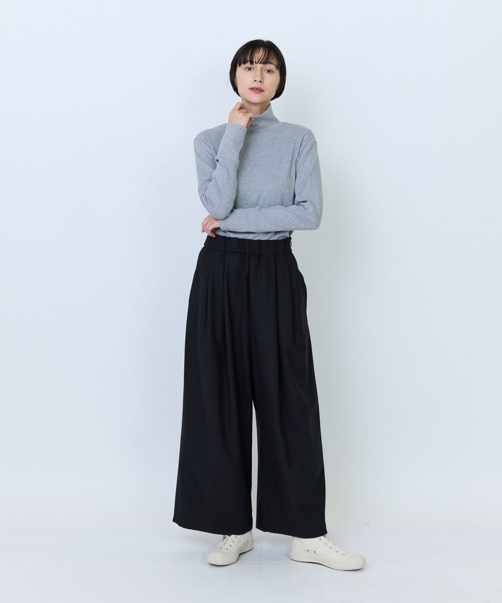 LOISIR エステルウールサキソニーワイドパンツ グリーン系その他