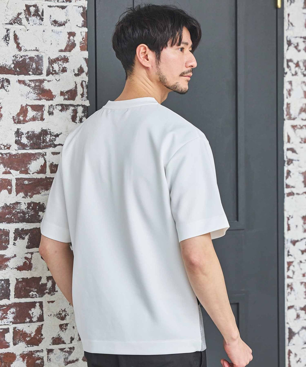 UNION STATION ポンチ×梨地Wフェイス切替Tシャツ ホワイト系その他