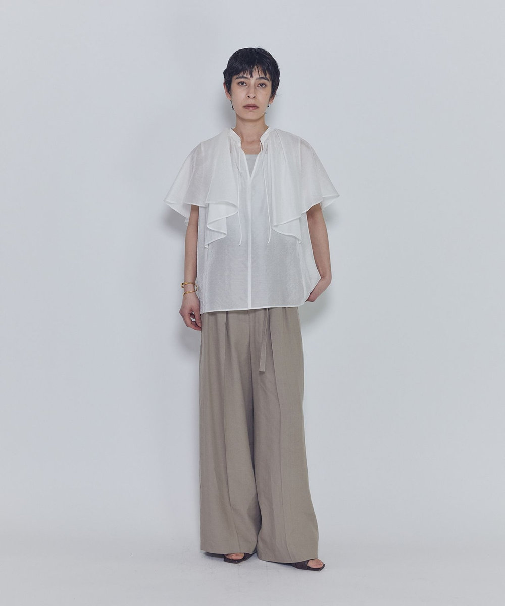 1er Arrondissement シアーキュプラシルクラッフルブラウス オフホワイト