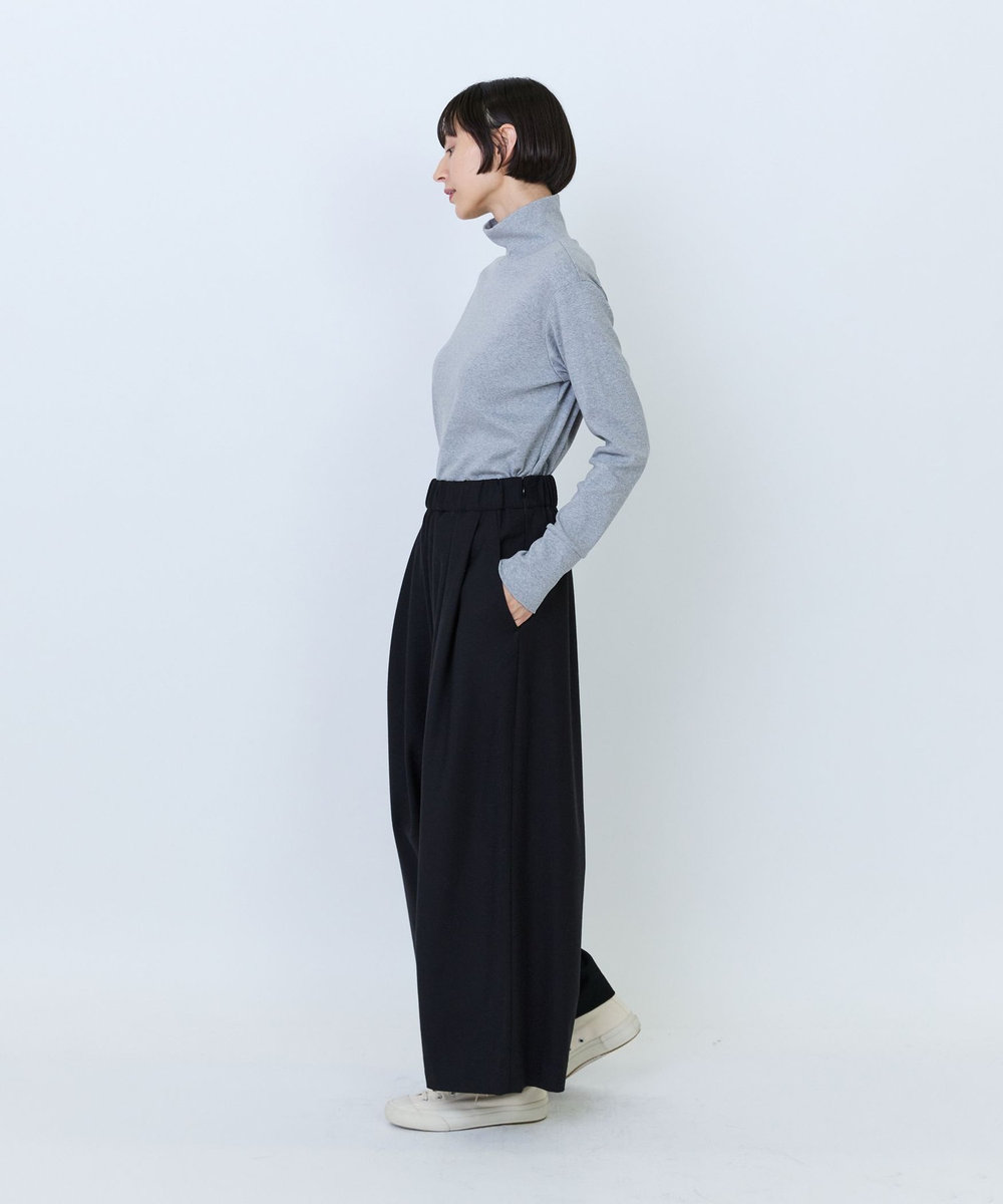 LOISIR エステルウールサキソニーワイドパンツ グリーン系その他