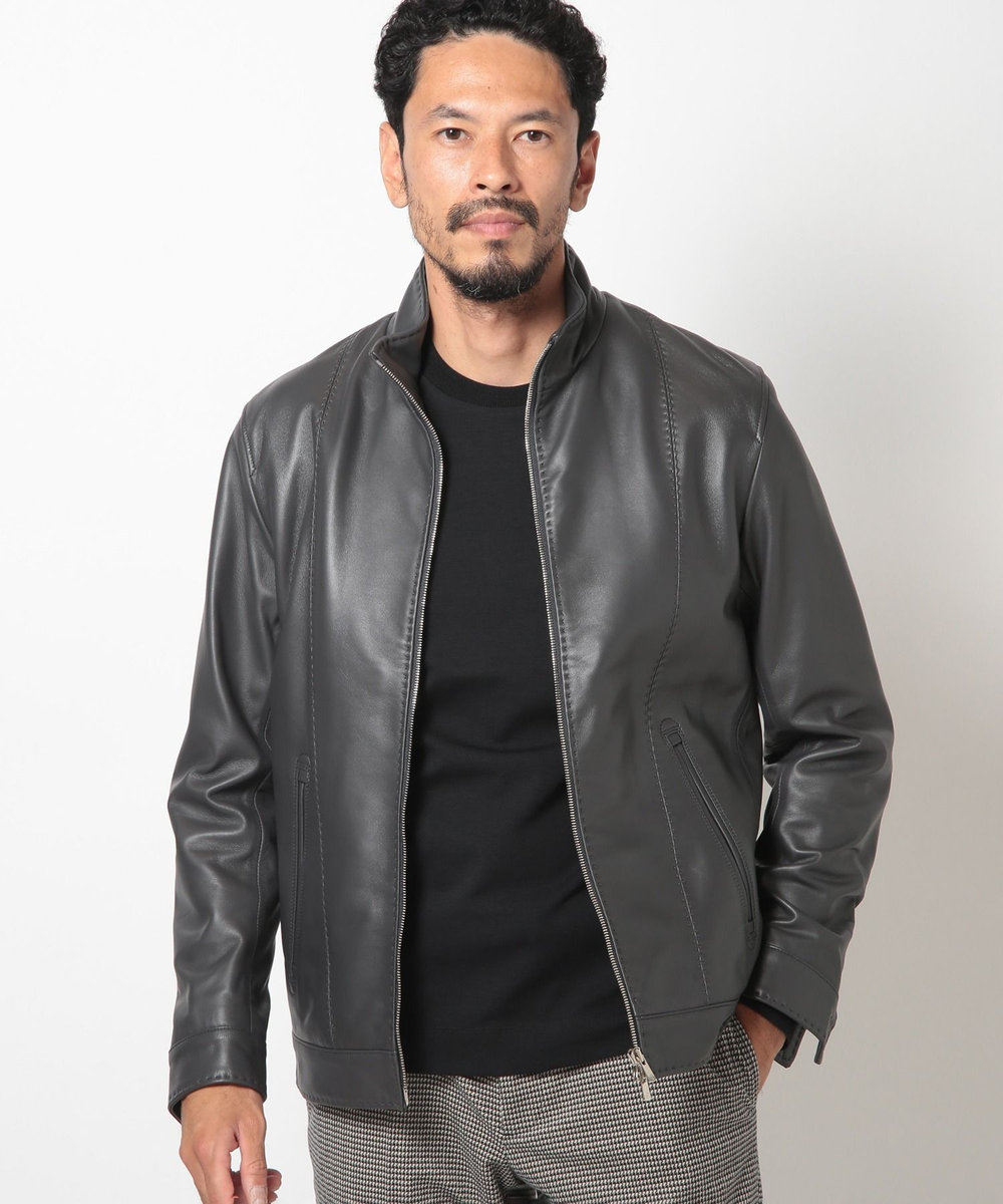 MEN'S BIGI クロームタンニングレザージャケット ダークグレー