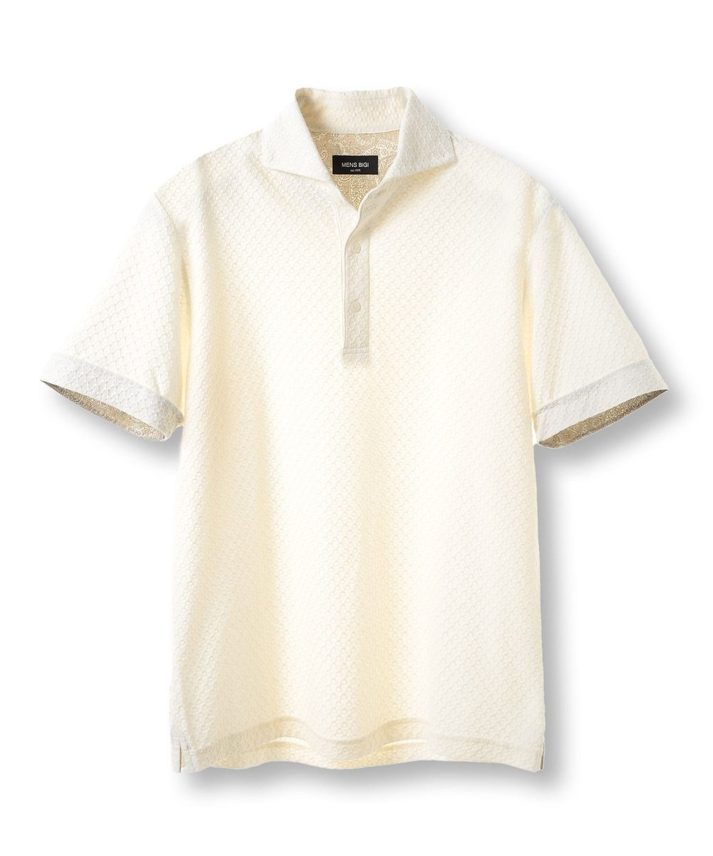 MEN'S BIGI シャーリングジャカードポロシャツ ホワイト